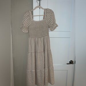 Amazon Maxi cream and white dress puffy sleeve